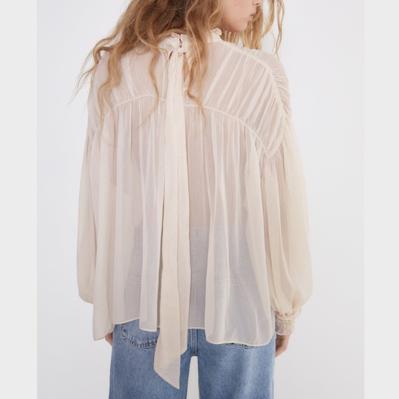 Zara Tied Flowy Shirt Top - Picture 1 of 5